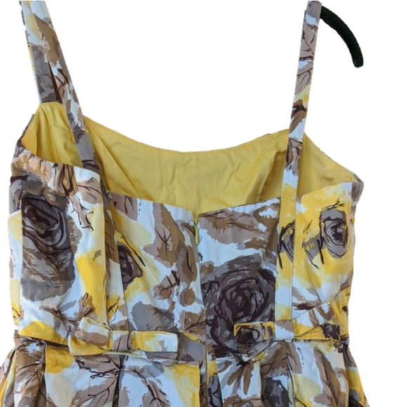 Maggy London Yellow Floral A-Line Cotton Dress 8 - Picture 5 of 8